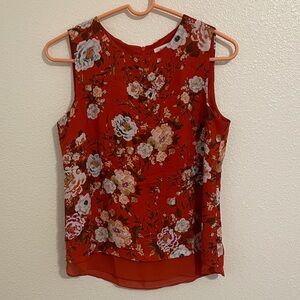 Rose & Olive Red Floral Sleeveless Blouse